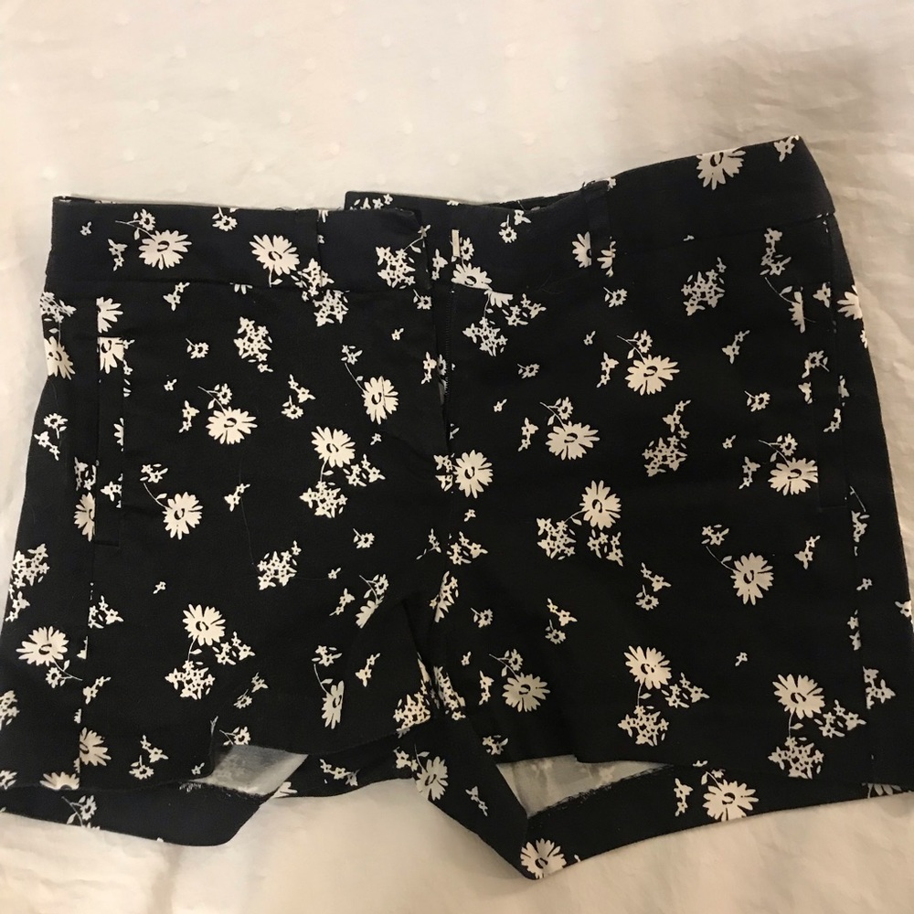 Floral Print Black and White Shorts